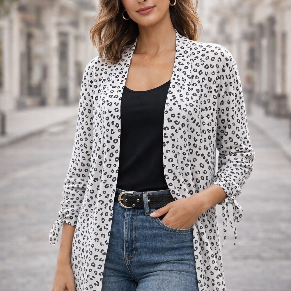Kim Rogers Black and White Animal Print Blazer